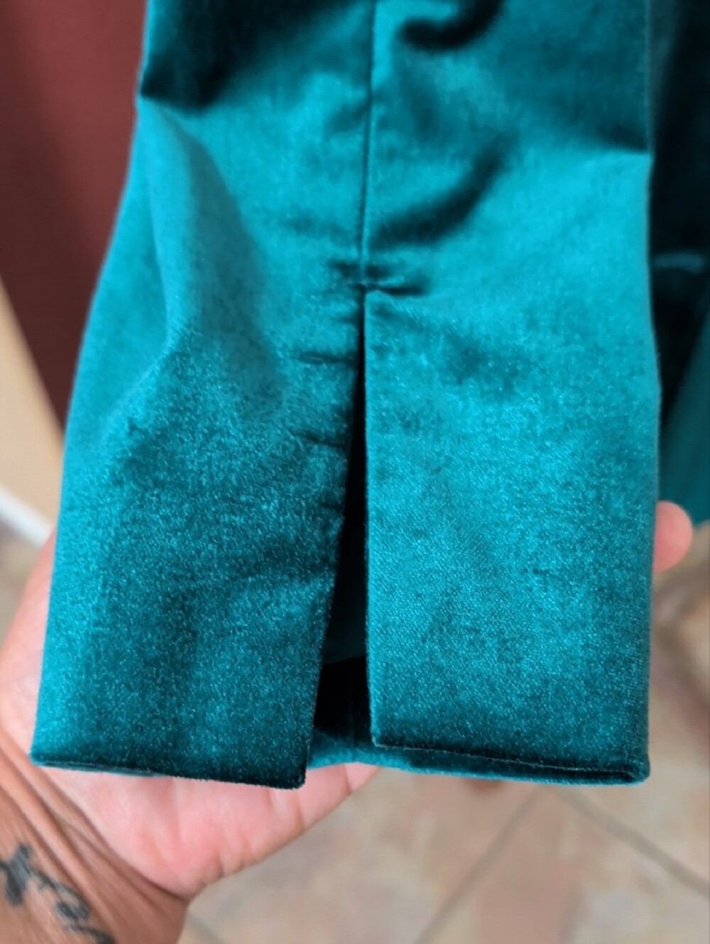 Anthropologie Maeve Teal Velvet Double-Breasted Blazer Coat Dress - Picture 9 of 10